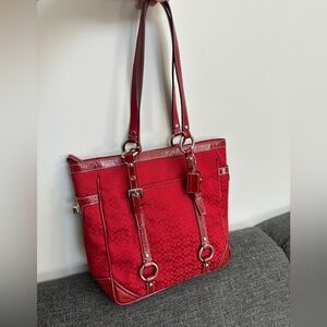 Coach Red Signature Tote Bag